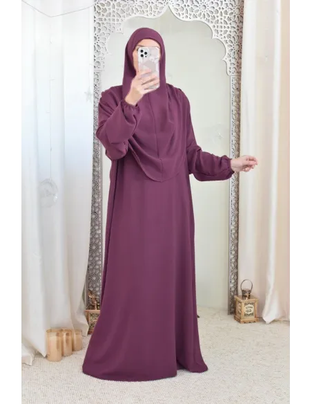 Robe de prière avec hijab intégré pas cher facile à enfiler