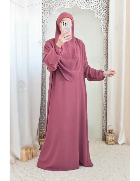 Robe de prière avec hijab intégré pas cher facile à enfiler