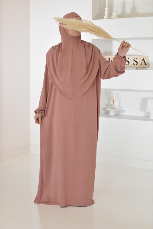 Robe de prière avec hijab intégré pas cher facile à enfiler
