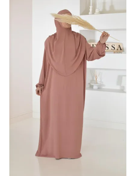 Robe de prière avec hijab intégré pas cher facile à enfiler