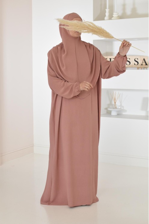 Robe de prière avec hijab intégré pas cher facile à enfiler