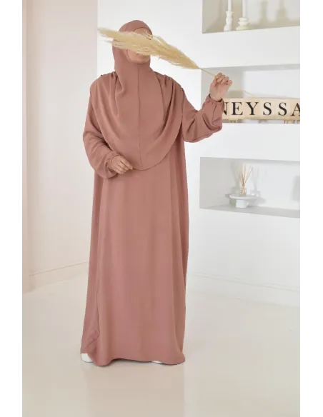 Robe de prière avec hijab intégré pas cher facile à enfiler