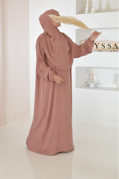 Robe de prière avec hijab intégré pas cher facile à enfiler