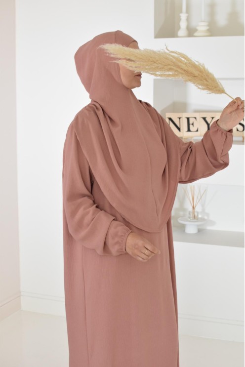 Robe de prière avec hijab intégré pas cher facile à enfiler