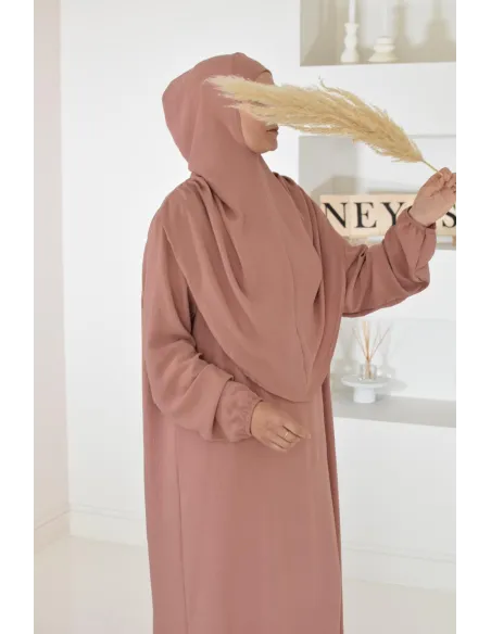 Robe de prière avec hijab intégré pas cher facile à enfiler