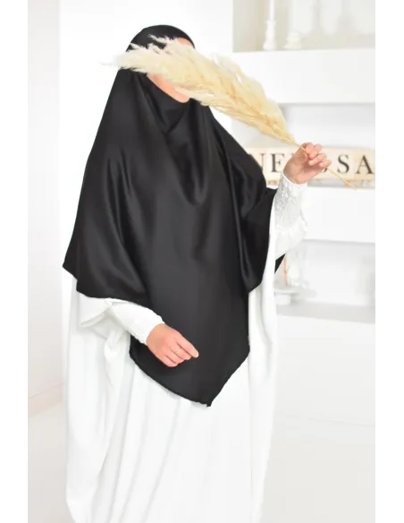 Long satin khimar pointed front and back perfect for parties