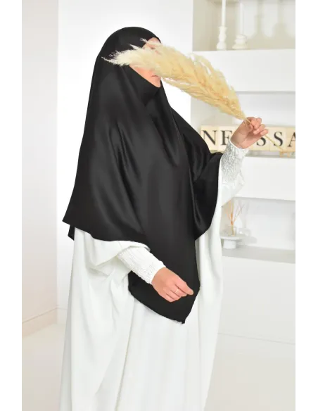 Long satin khimar pointed front and back perfect for parties