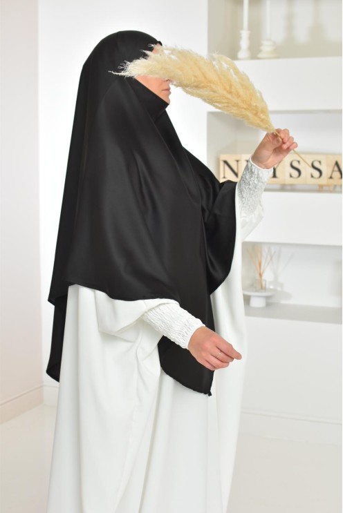 Long satin khimar pointed front and back perfect for parties