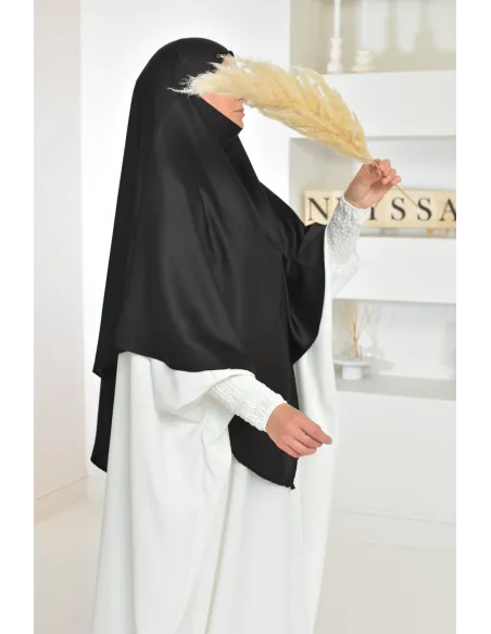 Long satin khimar pointed front and back perfect for parties
