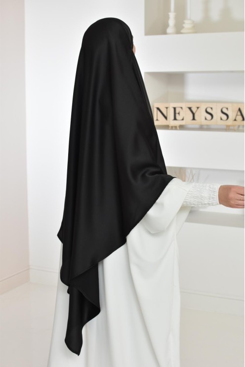 Long satin khimar pointed front and back perfect for parties