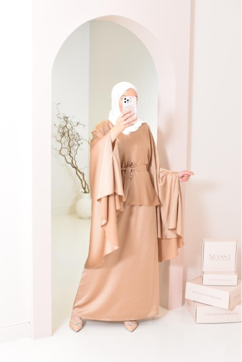 Ensemble papillon 2 pièces tunique papillon avec jupe style jilbab parfait pour femme voilée