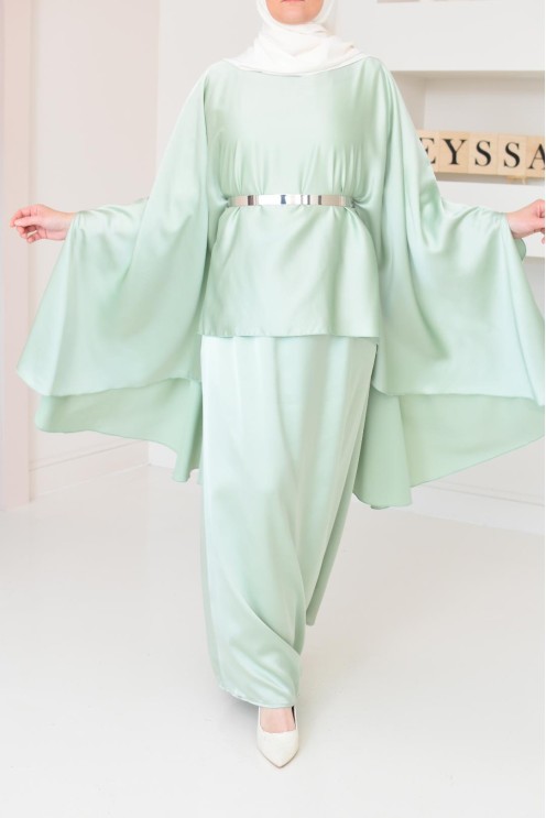 Ensemble papillon 2 pièces tunique papillon avec jupe style jilbab parfait pour femme voilée