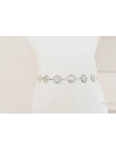 Ceinture femme métallique argenté ou doré, motifs reliefs, ajustable