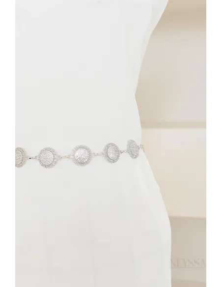 Ceinture femme métallique argenté ou doré, motifs reliefs, ajustable