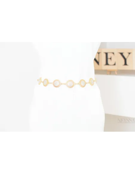 Damengürtel aus Metall, silber- oder goldfarben, mit Reliefmuster, verstellbar