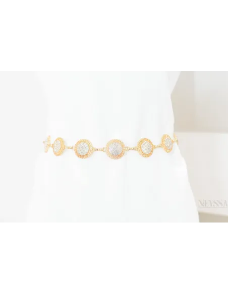 Damengürtel aus Metall, silber- oder goldfarben, mit Reliefmuster, verstellbar