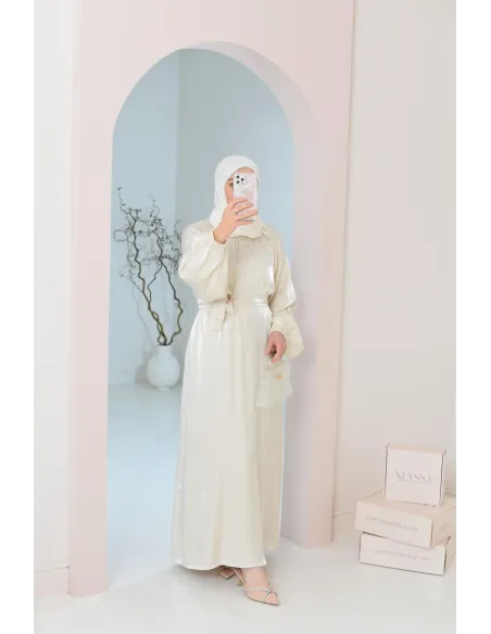 Longue mastour organza lumineuse coupe évasée pour femme voilée