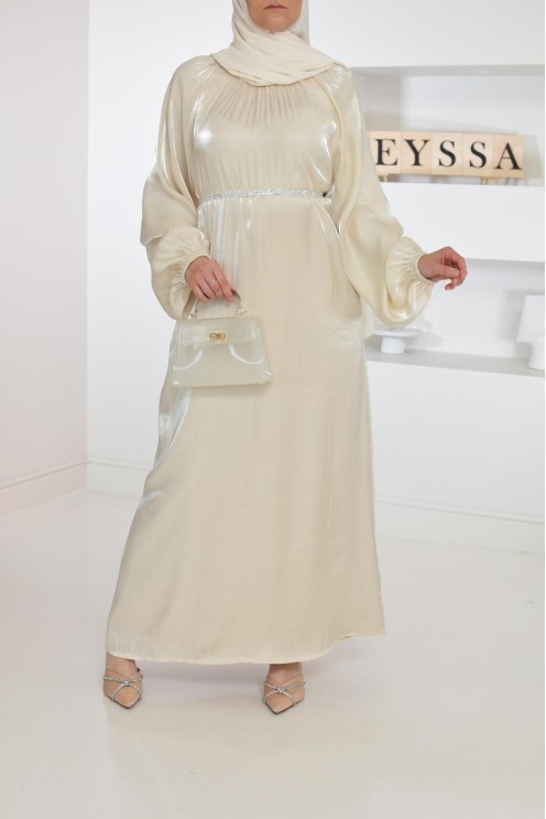 Longue mastour organza lumineuse coupe évasée pour femme voilée