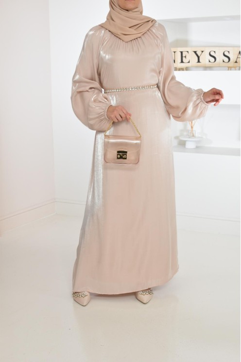 Longue mastour organza lumineuse coupe évasée pour femme voilée