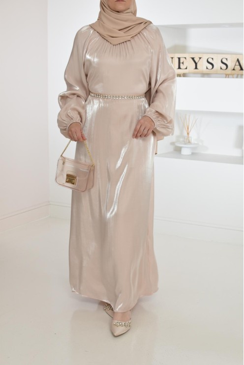 Longue mastour organza lumineuse coupe évasée pour femme voilée