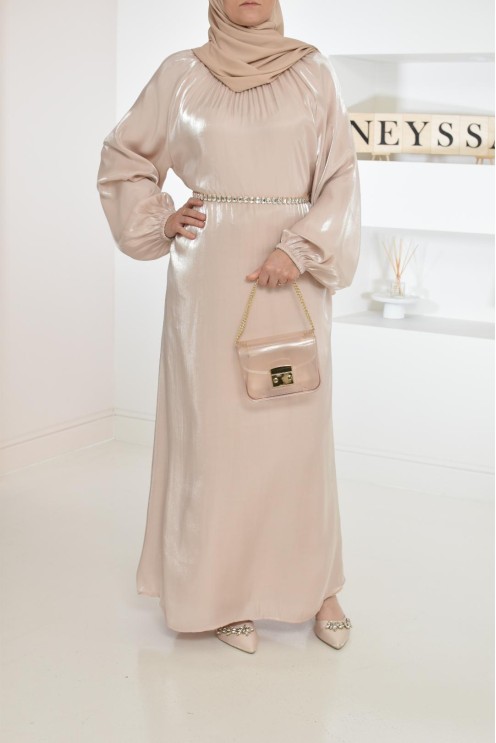 Longue mastour organza lumineuse coupe évasée pour femme voilée