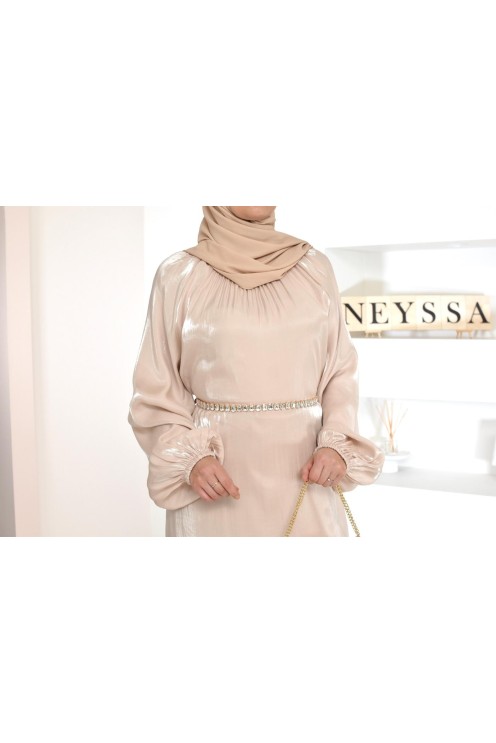 Longue mastour organza lumineuse coupe évasée pour femme voilée