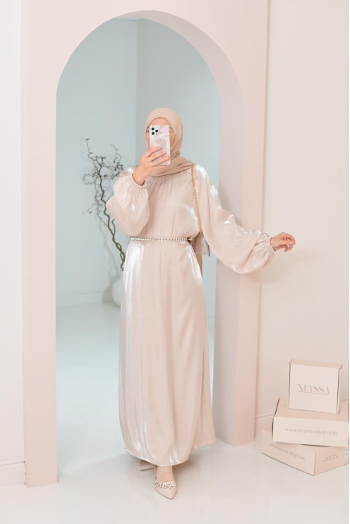 Longue mastour organza lumineuse coupe évasée pour femme voilée