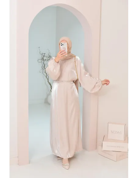 Longue mastour organza lumineuse coupe évasée pour femme voilée