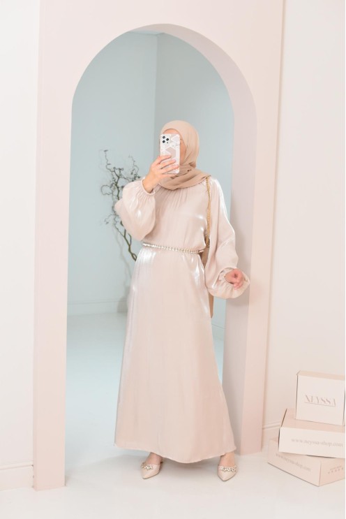 Longue mastour organza lumineuse coupe évasée pour femme voilée