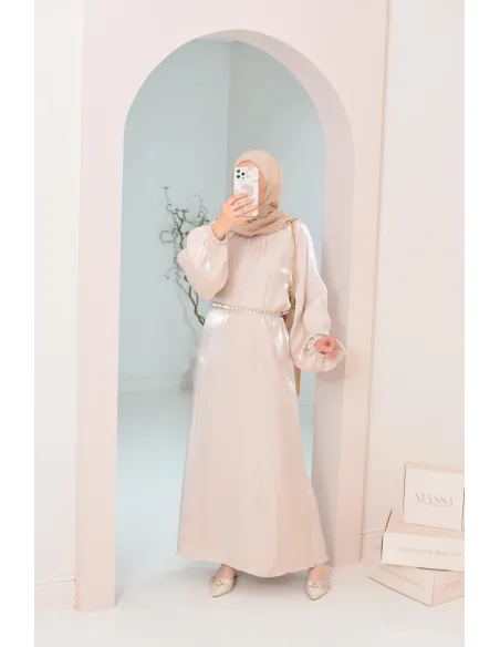 Longue mastour organza lumineuse coupe évasée pour femme voilée