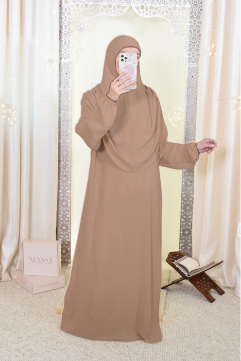 Robe de prière avec hijab intégré pas cher facile à enfiler