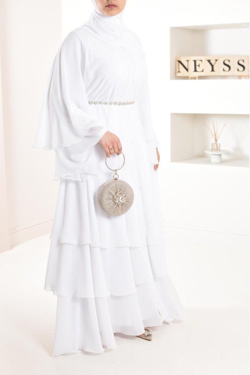 Abaya Frau Dubai Rüsche sehr ausgestellt perfekt für Party Eid el fitr