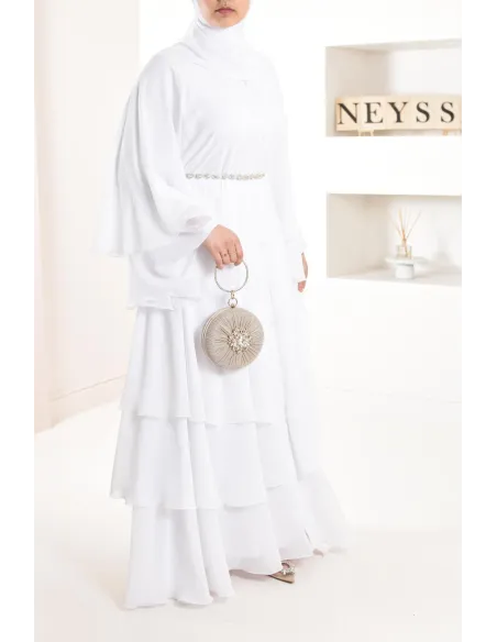 Abaya Frau Dubai Rüsche sehr ausgestellt perfekt für Party Eid el fitr