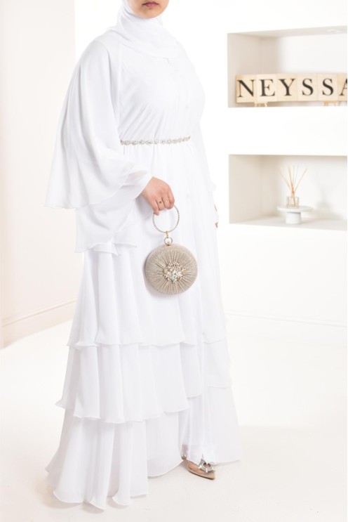 Abaya Frau Dubai Rüsche sehr ausgestellt perfekt für Party Eid el fitr