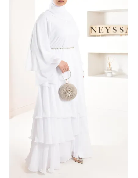 Abaya Frau Dubai Rüsche sehr ausgestellt perfekt für Party Eid el fitr