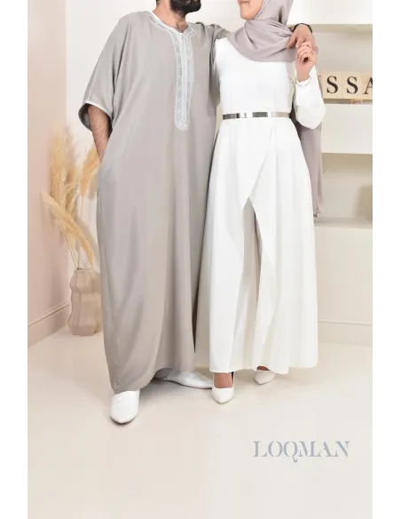 Qamis Marocain gris, gandoura parfaite à offrir pour l'Aïd ou Ramadan