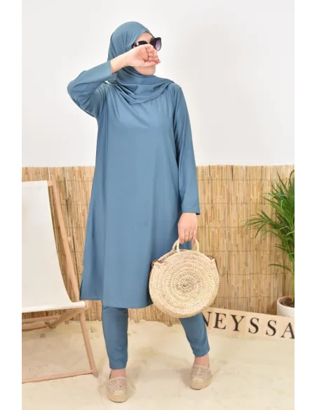 Burkini avec hijab vert long et couvrant maillot de bain pour femme voilée