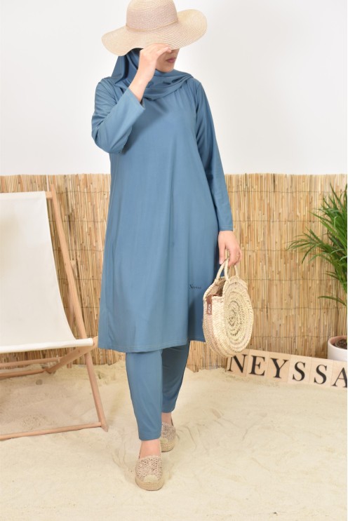 Burkini avec hijab vert long et couvrant maillot de bain pour femme voilée