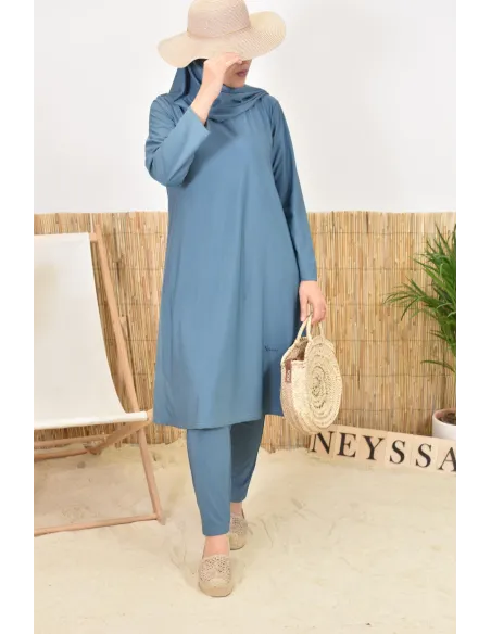 Burkini avec hijab vert long et couvrant maillot de bain pour femme voilée