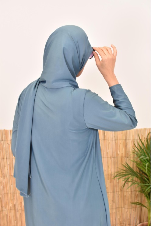 Burkini avec hijab vert long et couvrant maillot de bain pour femme voilée