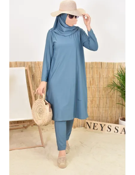 Burkini avec hijab vert long et couvrant maillot de bain pour femme voilée