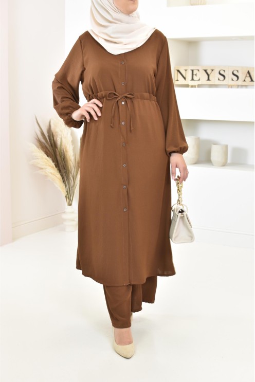 Ensemble haut et bas avec palazzo femme voilée classe et chic 