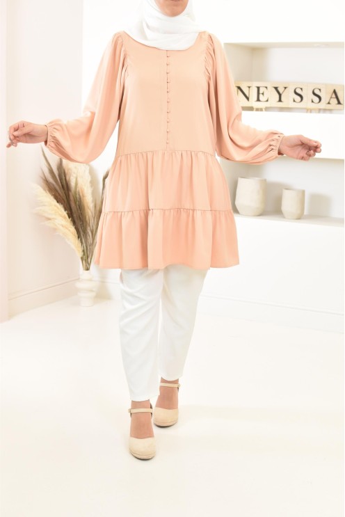 Tunique type chemise manches longues coupe évasée, mastour parfaite pour femme voilée