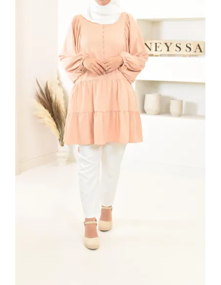 Tunique type chemise manches longues coupe évasée, mastour parfaite pour femme voilée