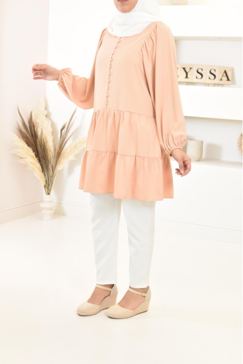 Tunique type chemise manches longues coupe évasée, mastour parfaite pour femme voilée