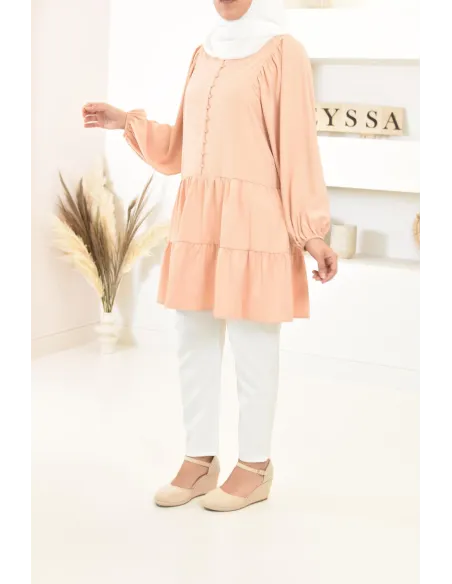 Tunique type chemise manches longues coupe évasée, mastour parfaite pour femme voilée