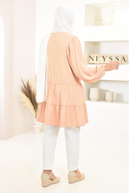 Tunique type chemise manches longues coupe évasée, mastour parfaite pour femme voilée