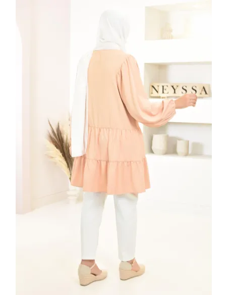 Tunique type chemise manches longues coupe évasée, mastour parfaite pour femme voilée