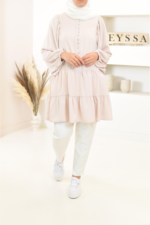 Tunique type chemise manches longues coupe évasée, mastour parfaite pour femme voilée