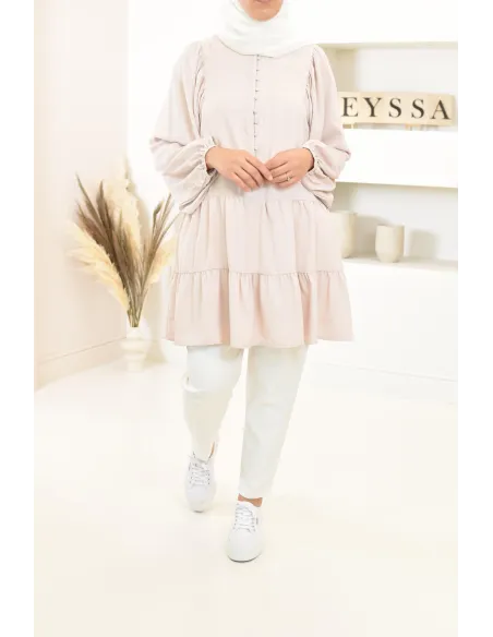 Tunique type chemise manches longues coupe évasée, mastour parfaite pour femme voilée
